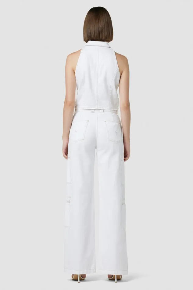 Hudson Jeans Wide Leg Women HighRise Welt Pocket Wide Leg Cargo White Hudson Jeans Wide Leg Women HighRise Welt Pocket Wide Leg Cargo White