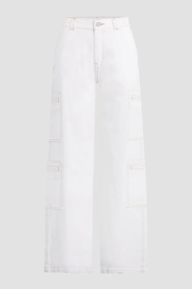 Hudson Jeans Wide Leg Women HighRise Welt Pocket Wide Leg Cargo White Hudson Jeans Wide Leg Women HighRise Welt Pocket Wide Leg Cargo White