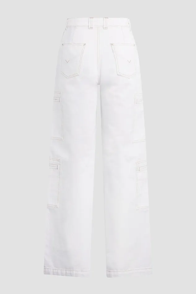 Hudson Jeans Wide Leg Women HighRise Welt Pocket Wide Leg Cargo White Hudson Jeans Wide Leg Women HighRise Welt Pocket Wide Leg Cargo White