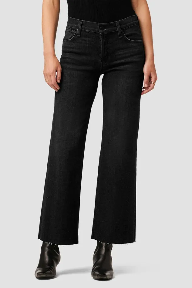 Hudson Jeans Wide Leg Women Rosie HighRise Wide Leg Ankle Jean Dark Raven
