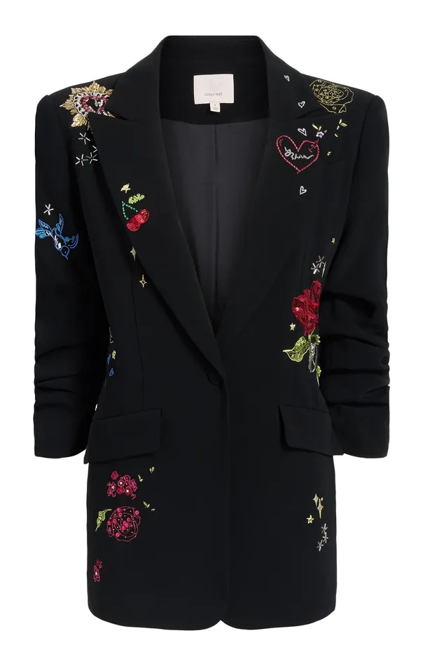Jackets and Blazers Women Daydream Doodles Embellished Kelsa Blazer Black Multi Cinq Sept