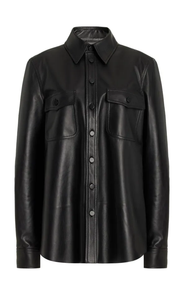 Jackets and Coats Women Gabriela Hearst John Austin Shirt In Black Nappa Leather