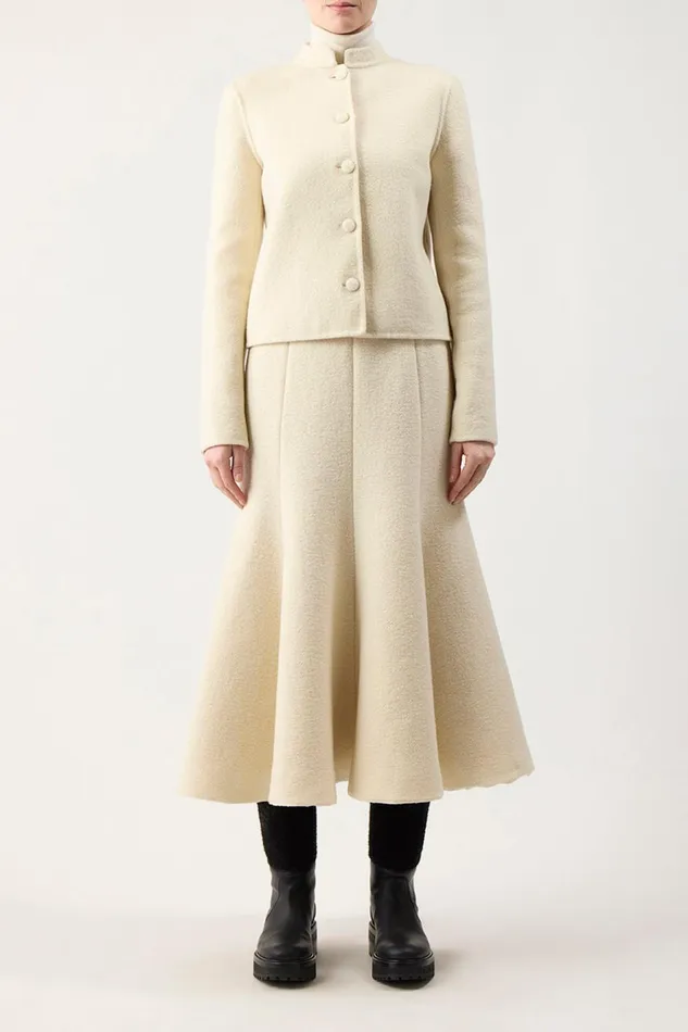 Jackets and Coats Women Gabriela Hearst Larrington Jacket In Ivory DoubleFace Recycled Cashmere Felt