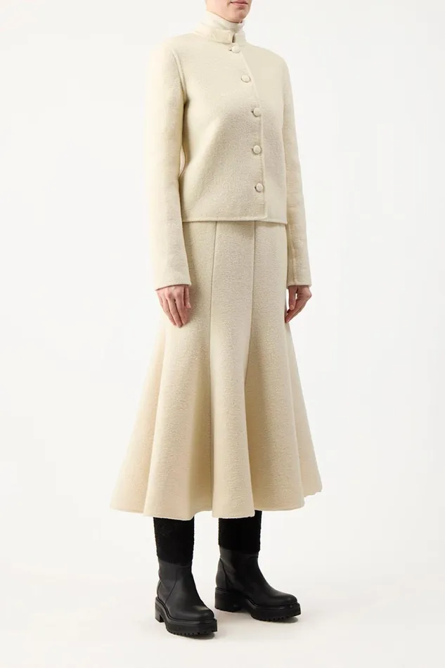 Jackets and Coats Women Gabriela Hearst Larrington Jacket In Ivory DoubleFace Recycled Cashmere Felt