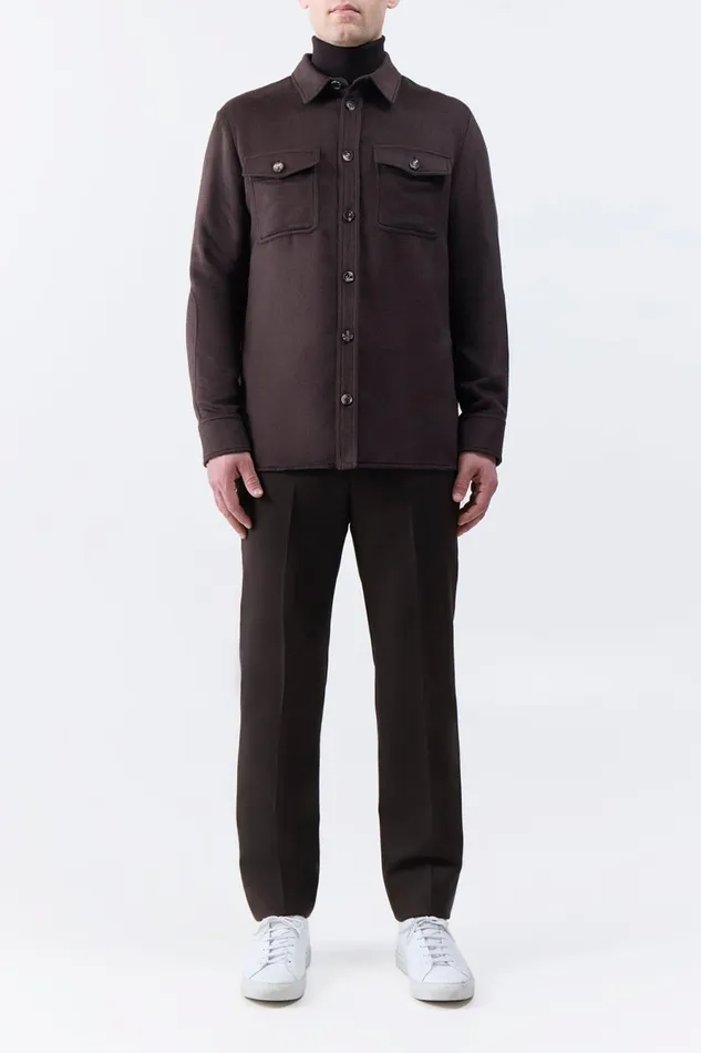 Jackets and Outerwear Men Gabriela Hearst Lucas Overshirt In Chocolate Winter Silk Jackets and Outerwear Men Gabriela Hearst Lucas Overshirt In Chocolate Winter Silk