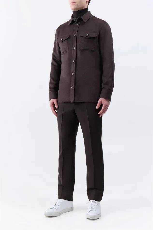 Jackets and Outerwear Men Gabriela Hearst Lucas Overshirt In Chocolate Winter Silk Jackets and Outerwear Men Gabriela Hearst Lucas Overshirt In Chocolate Winter Silk