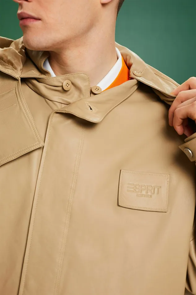 Jackets Coats Men Esprit MultiFunctional Leather Parka Beige
