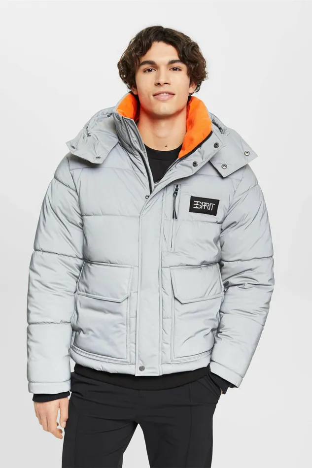 Jackets Coats Men Esprit Oversized Short Length Puffer Jacket Gunmetal