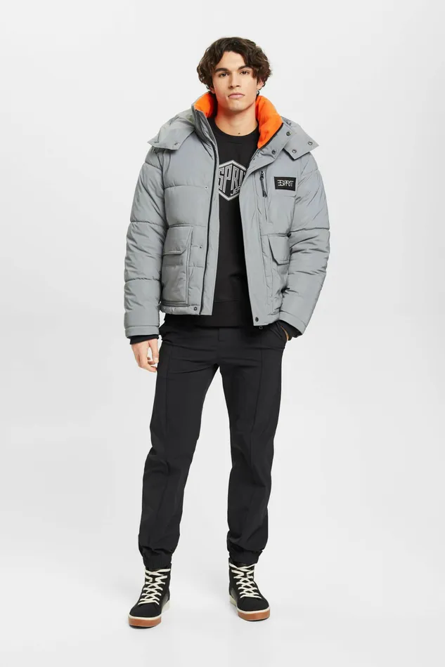 Jackets Coats Men Esprit Oversized Short Length Puffer Jacket Gunmetal