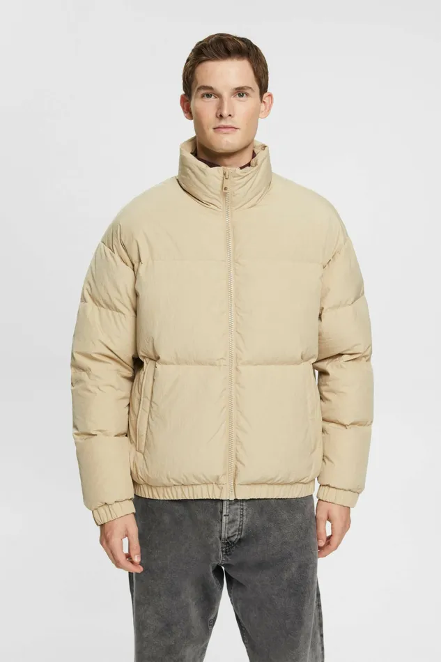 Jackets Coats Men Esprit Puffer Jacket With Down Padding Beige