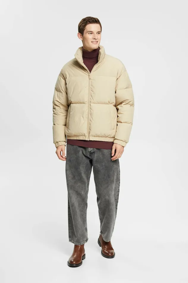 Jackets Coats Men Esprit Puffer Jacket With Down Padding Beige