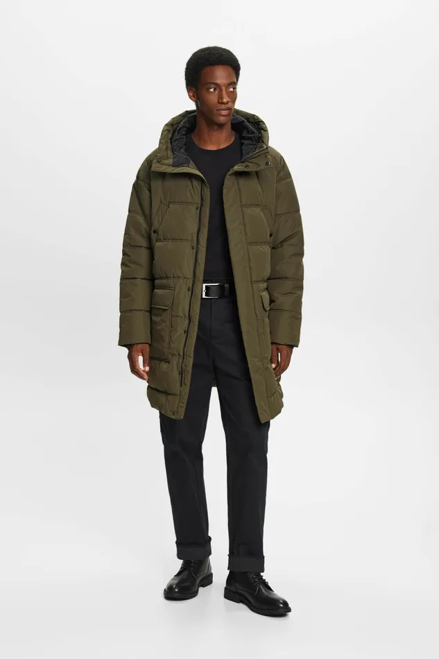 Jackets Coats Men Esprit Quilted Puffer Jacket Dark Khaki