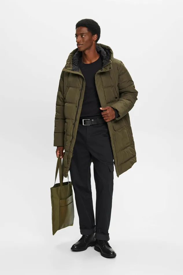 Jackets Coats Men Esprit Quilted Puffer Jacket Dark Khaki