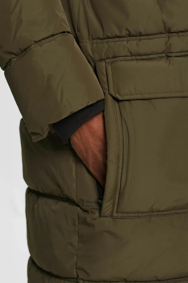Jackets Coats Men Esprit Quilted Puffer Jacket Dark Khaki