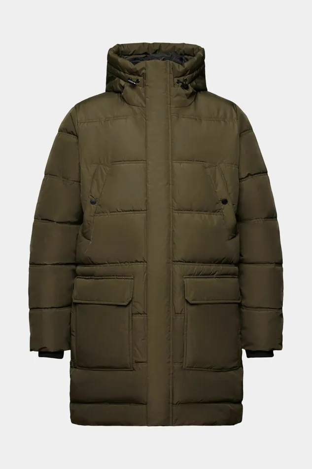 Jackets Coats Men Esprit Quilted Puffer Jacket Dark Khaki