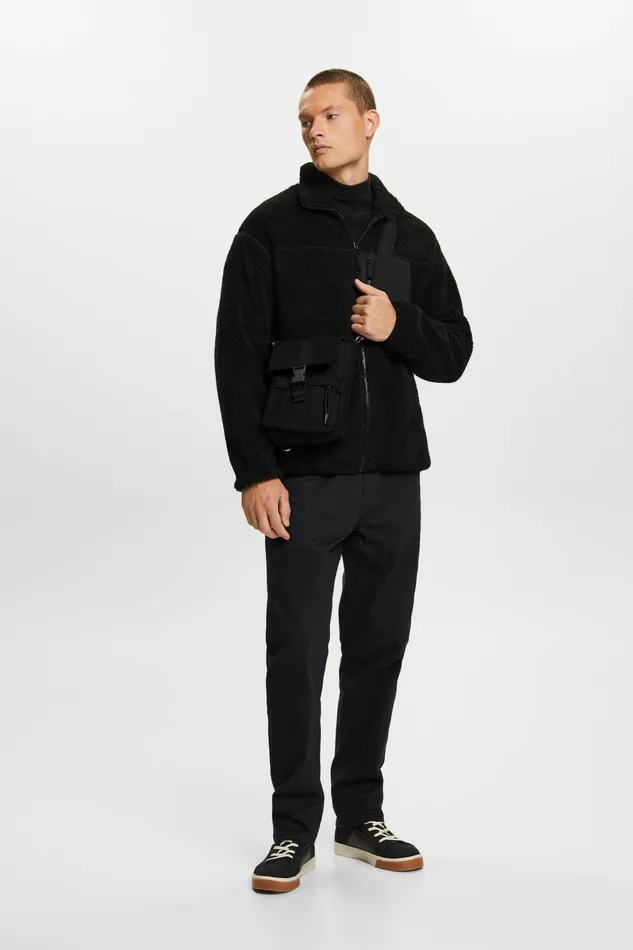 Jackets Coats Men Esprit Teddy Fleece Jacket Black