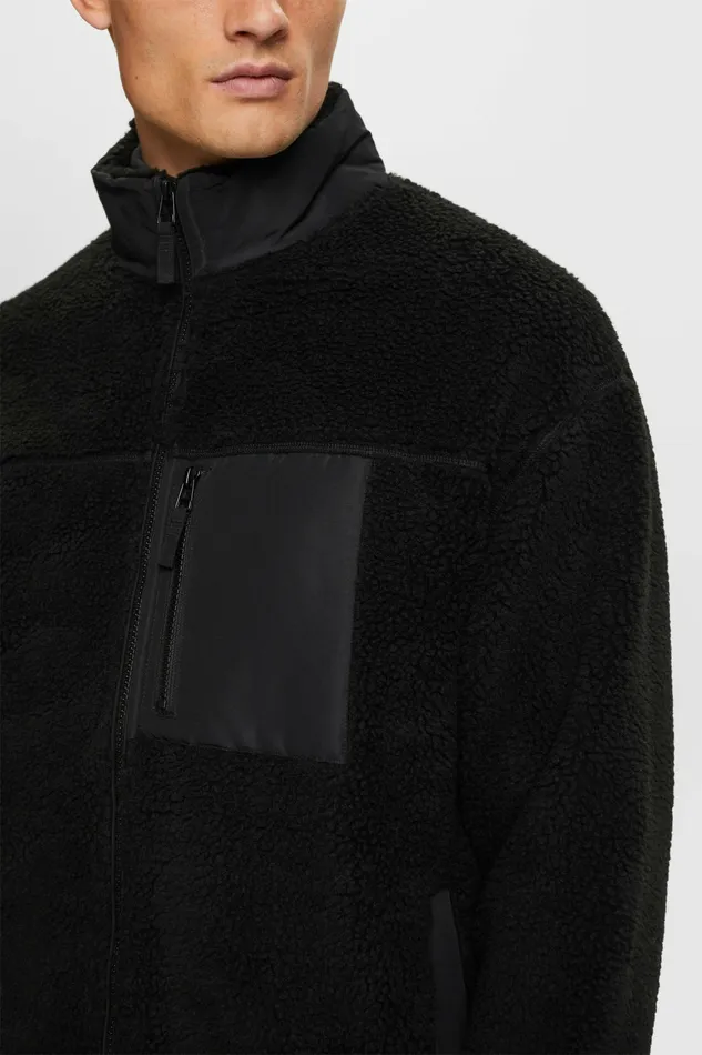 Jackets Coats Men Esprit Teddy Fleece Jacket Black