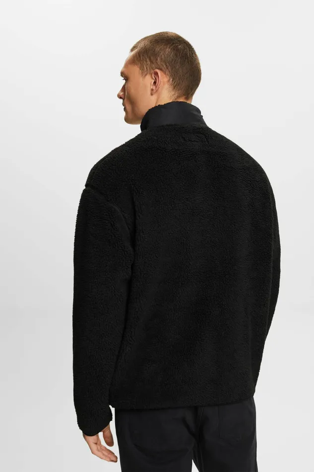 Jackets Coats Men Esprit Teddy Fleece Jacket Black