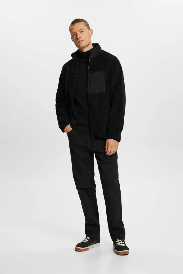 Jackets Coats Men Esprit Teddy Fleece Jacket Black