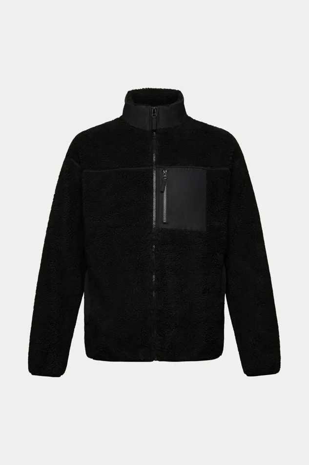 Jackets Coats Men Esprit Teddy Fleece Jacket Black