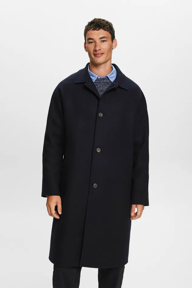 Jackets Coats Men Esprit Wool Mac Coat Navy