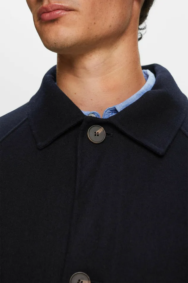 Jackets Coats Men Esprit Wool Mac Coat Navy