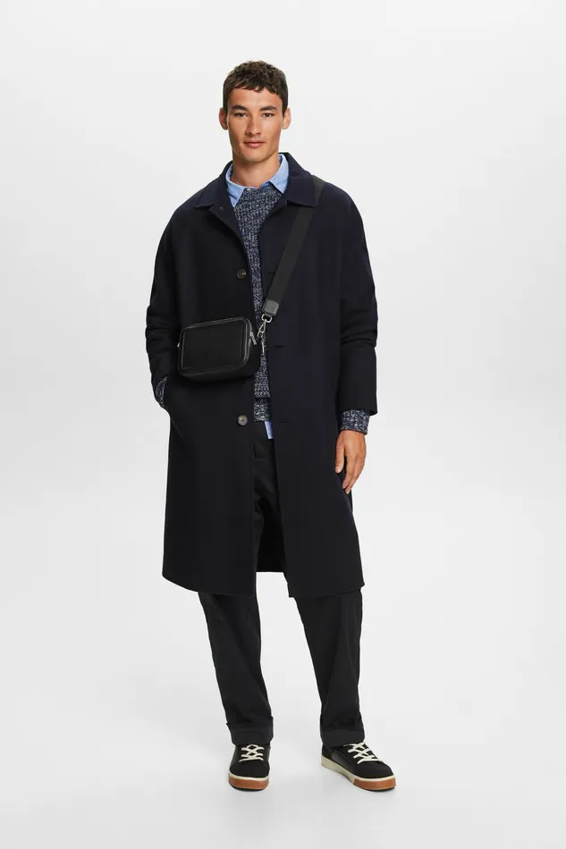 Jackets Coats Men Esprit Wool Mac Coat Navy
