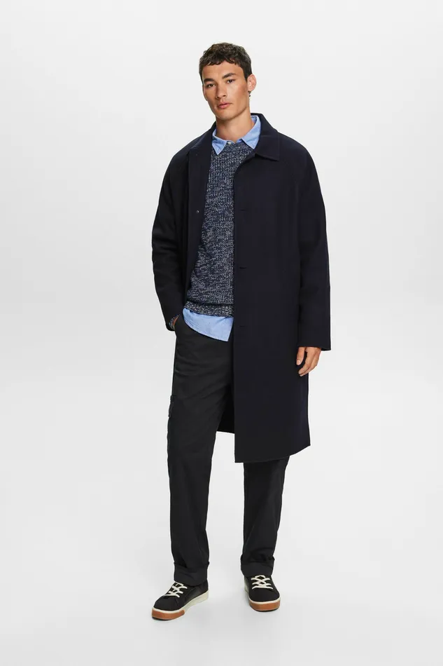 Jackets Coats Men Esprit Wool Mac Coat Navy