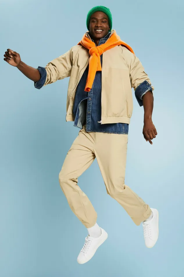 Jackets Coats Men Esprit ZipUp Windbreaker Jacket Sand