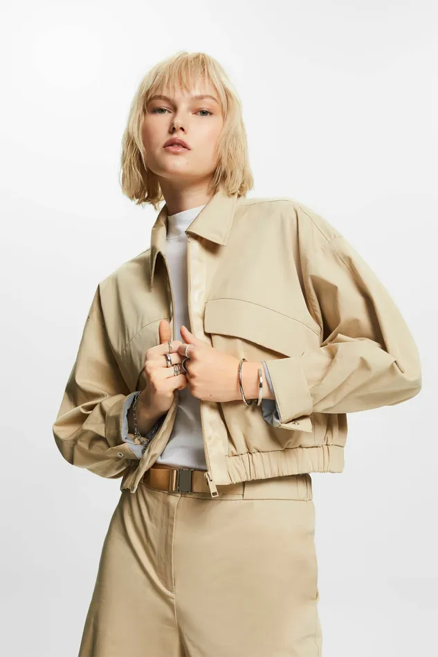 Jackets Coats Women Esprit Cotton Twill Jacket Sand