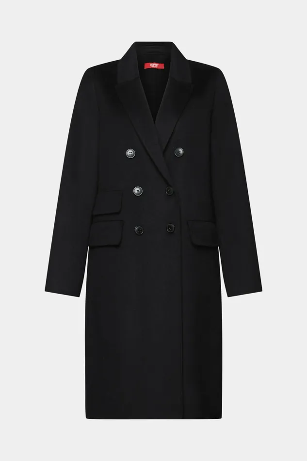 Jackets Coats Women Esprit DoubleBreasted WoolBlend Coat Black
