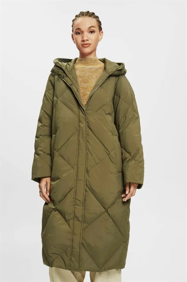 Jackets Coats Women Esprit Down Puffer Coat Khaki Green