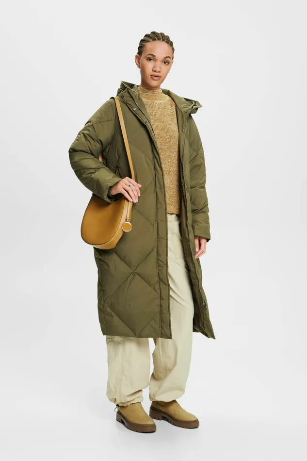 Jackets Coats Women Esprit Down Puffer Coat Khaki Green
