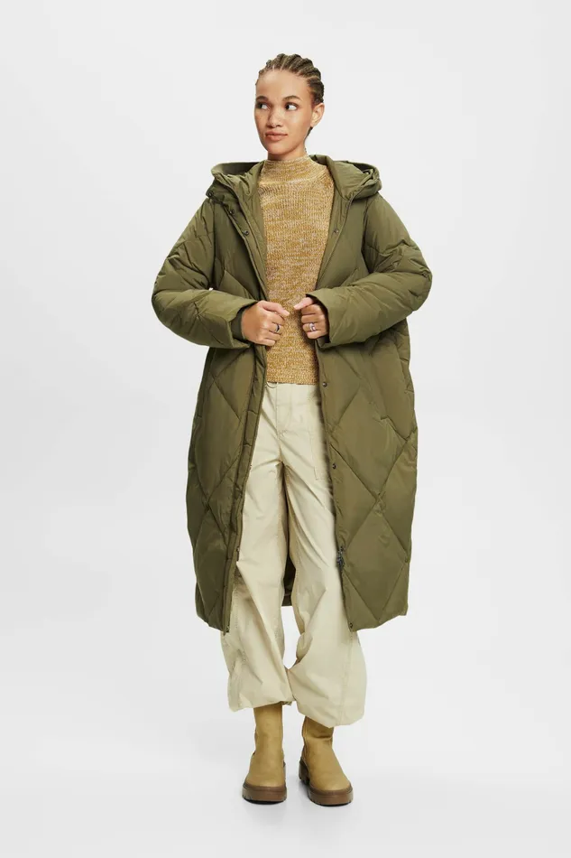 Jackets Coats Women Esprit Down Puffer Coat Khaki Green