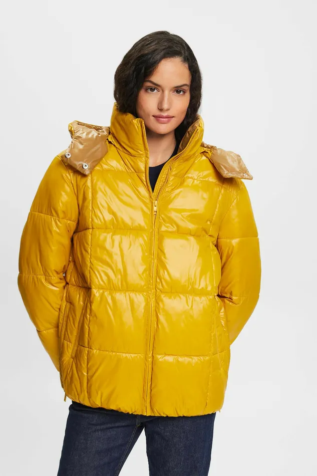 Jackets Coats Women Esprit Hooded Puffer Jacket Amber Yellow