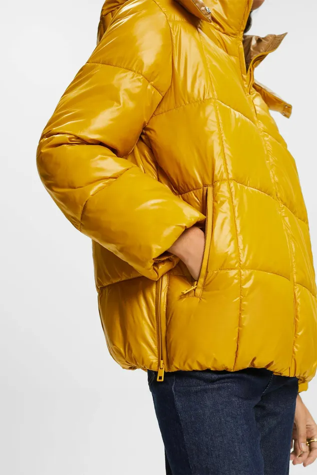 Jackets Coats Women Esprit Hooded Puffer Jacket Amber Yellow