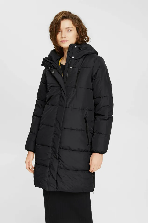 Jackets Coats Women Esprit Quilted Coat With Zip Pockets Black