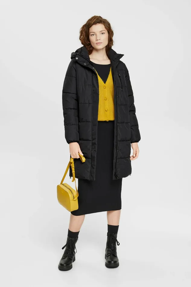 Jackets Coats Women Esprit Quilted Coat With Zip Pockets Black