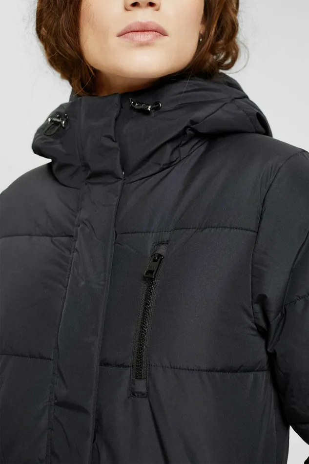 Jackets Coats Women Esprit Quilted Coat With Zip Pockets Black