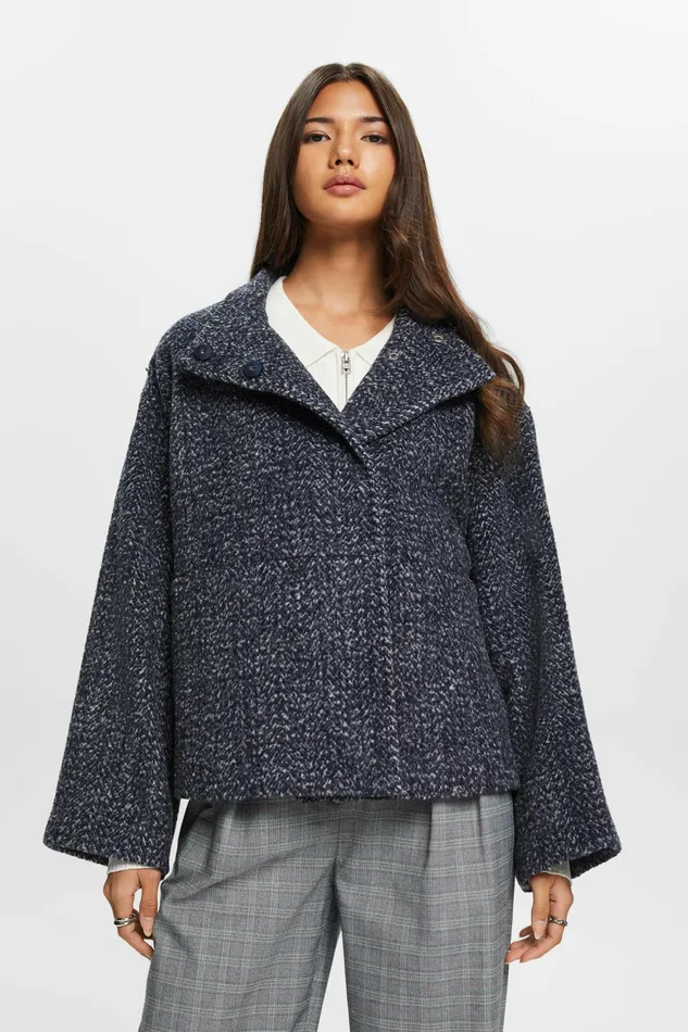 Jackets Coats Women Esprit Structured Woven Jacket Navy