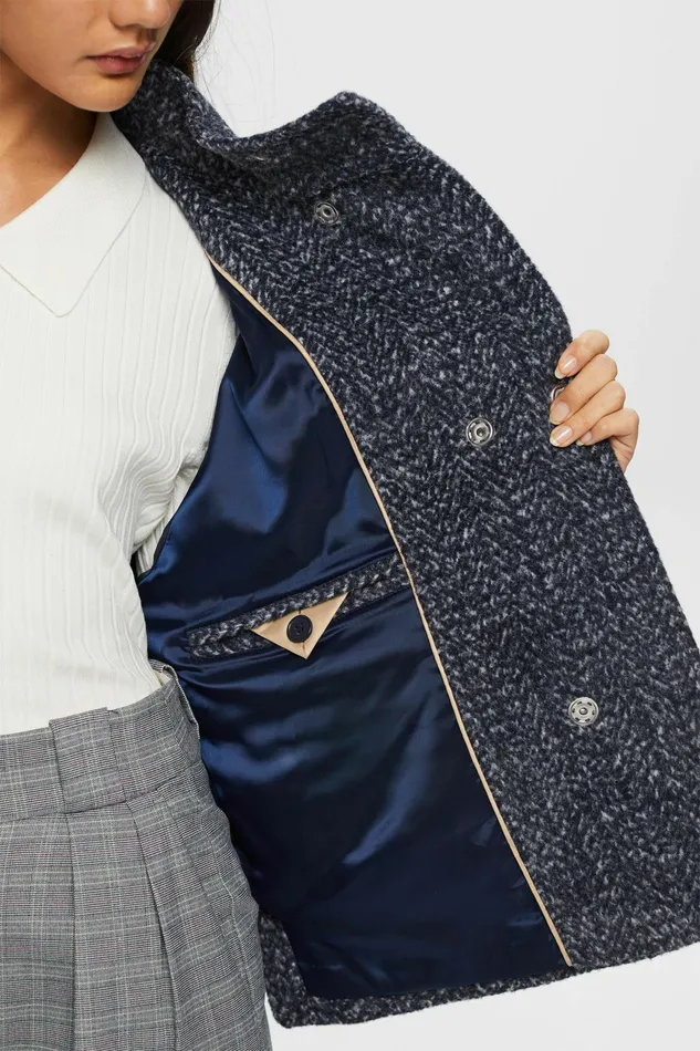 Jackets Coats Women Esprit Structured Woven Jacket Navy