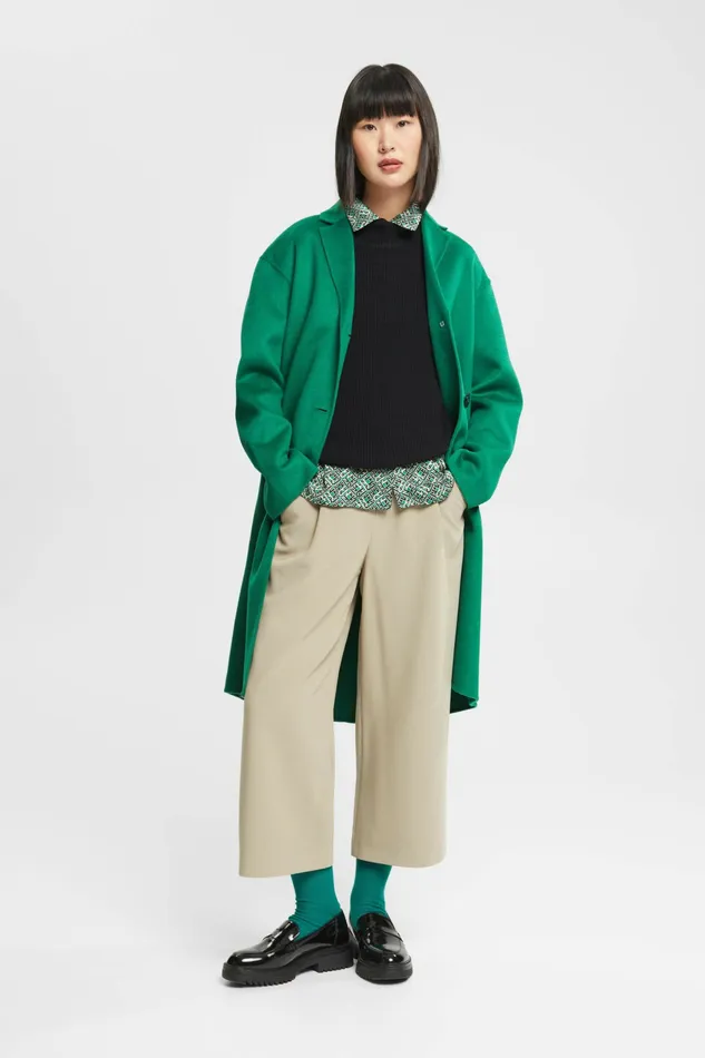 Jackets Coats Women Esprit Wool Blend Coat Emerald Green