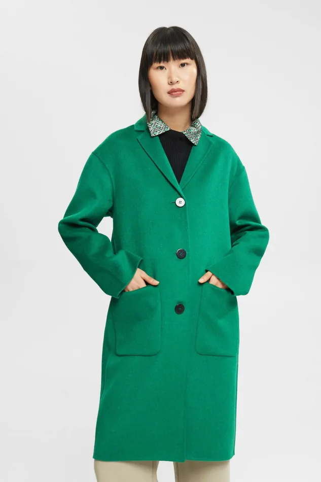 Jackets Coats Women Esprit Wool Blend Coat Emerald Green