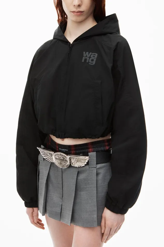 Jackets Women Alexander Wang Logo Cropped Bomber Jacket