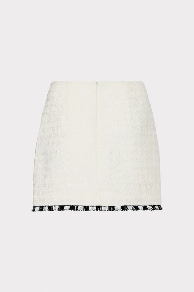 Jayla Beaded Fringe Mini Skirt Ecru Women Milly Skirts