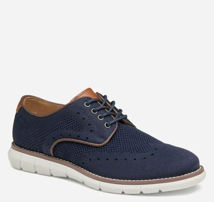 Johnston and Murphy Big Kid Boys Big Kid Holden Knit Wingtip Navy Knit
