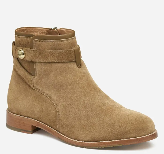 Johnston and Murphy Boots and Booties Women Darby Snap Bootie Chesnut Suede