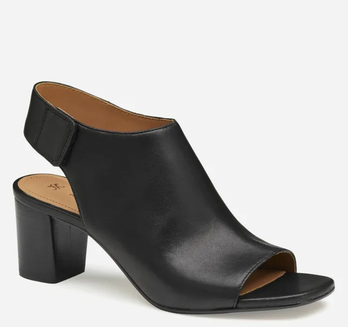 Johnston and Murphy Boots and Booties Women Evelyn OpenToe Bootie Black Glove Leather