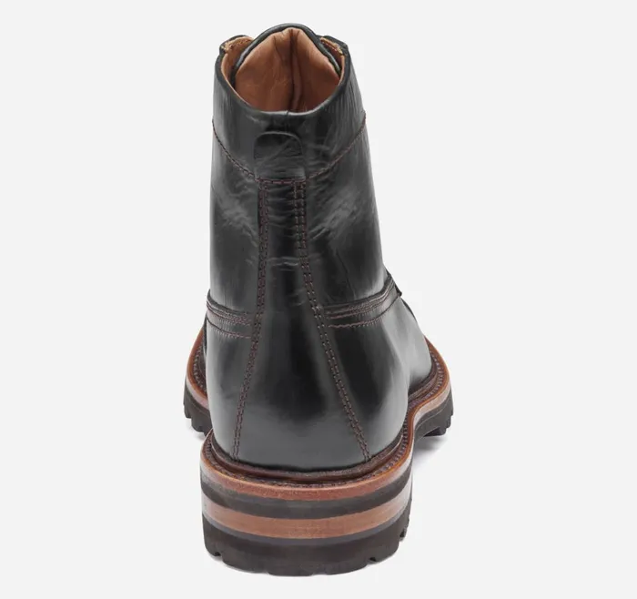 Johnston and Murphy Boots Men Dudley Lug Cap Toe Boot Black Full Grain