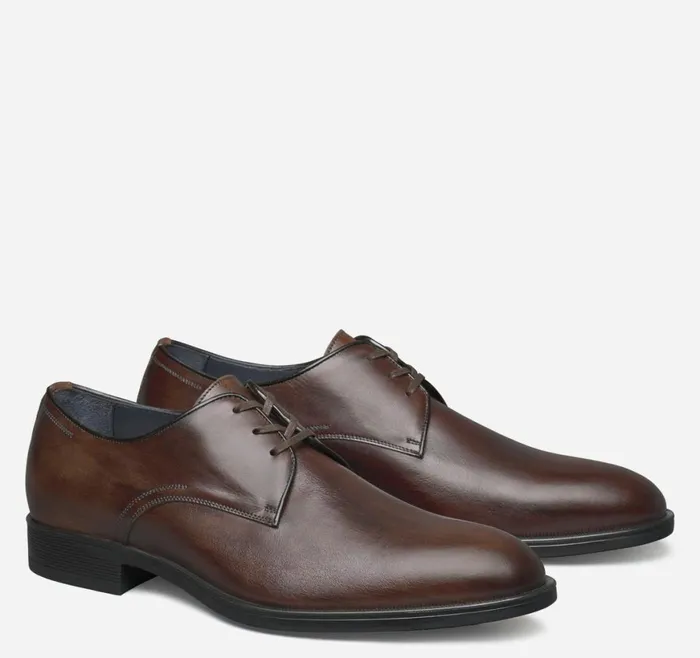 Johnston and Murphy LaceUps Men Flynch Plain Toe Mahogany Italian Calfskin